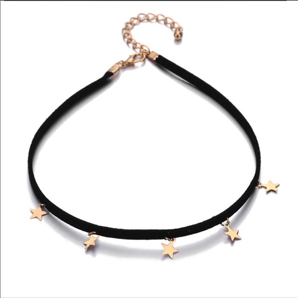 3/$30 GOLDEN STARS BLACK CHOKER / ADJUSTABLE - Picture 3 of 6